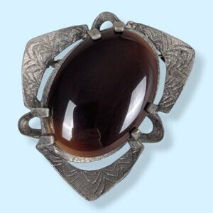 Vintage Miracle Brown Stone Brooch